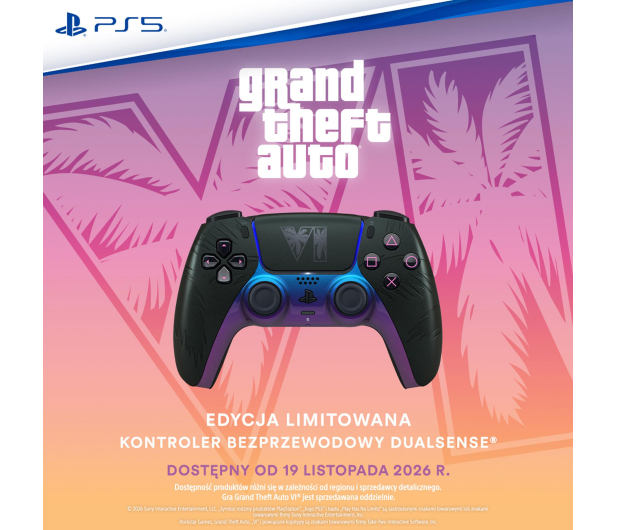 Sony Playstation 5 Dualsense - edycja limitowana GTA VI czarny - 1593319 - zdjęcie 6